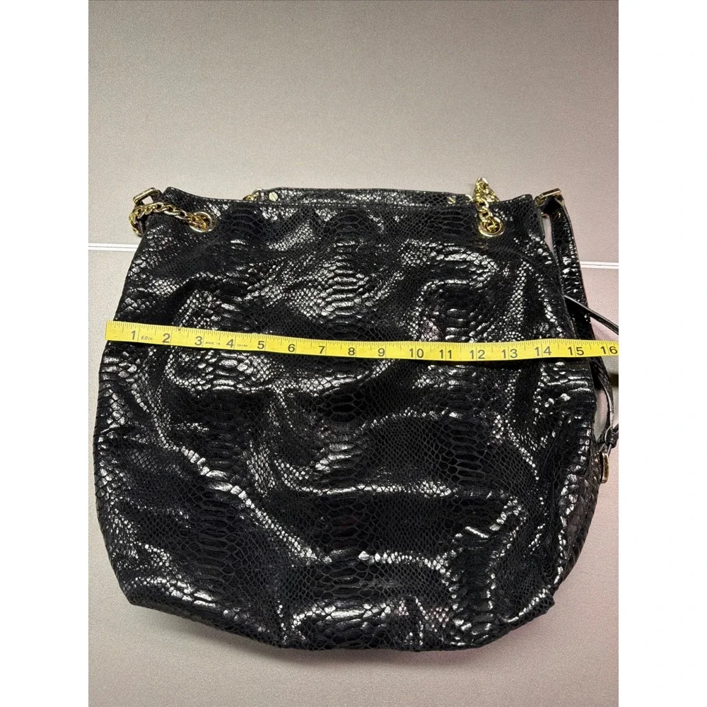Michael Kors Black Snakeskin Lilly Chain Tote Shoulder Bag Shoulder/Handbag Hobo